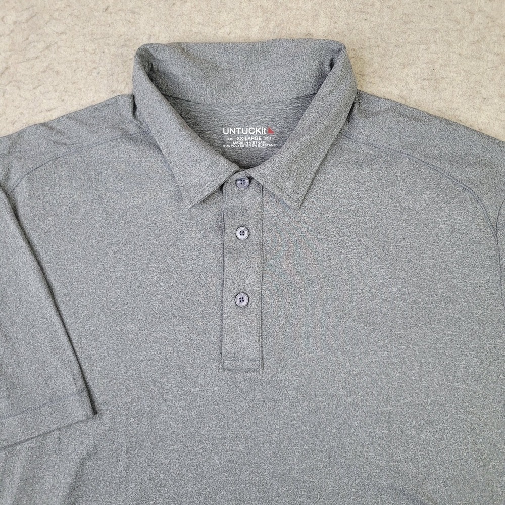 Untuckit Golf Polo Shirt Mens 2XL Gray Short Sleeve Performance Stretch Tech